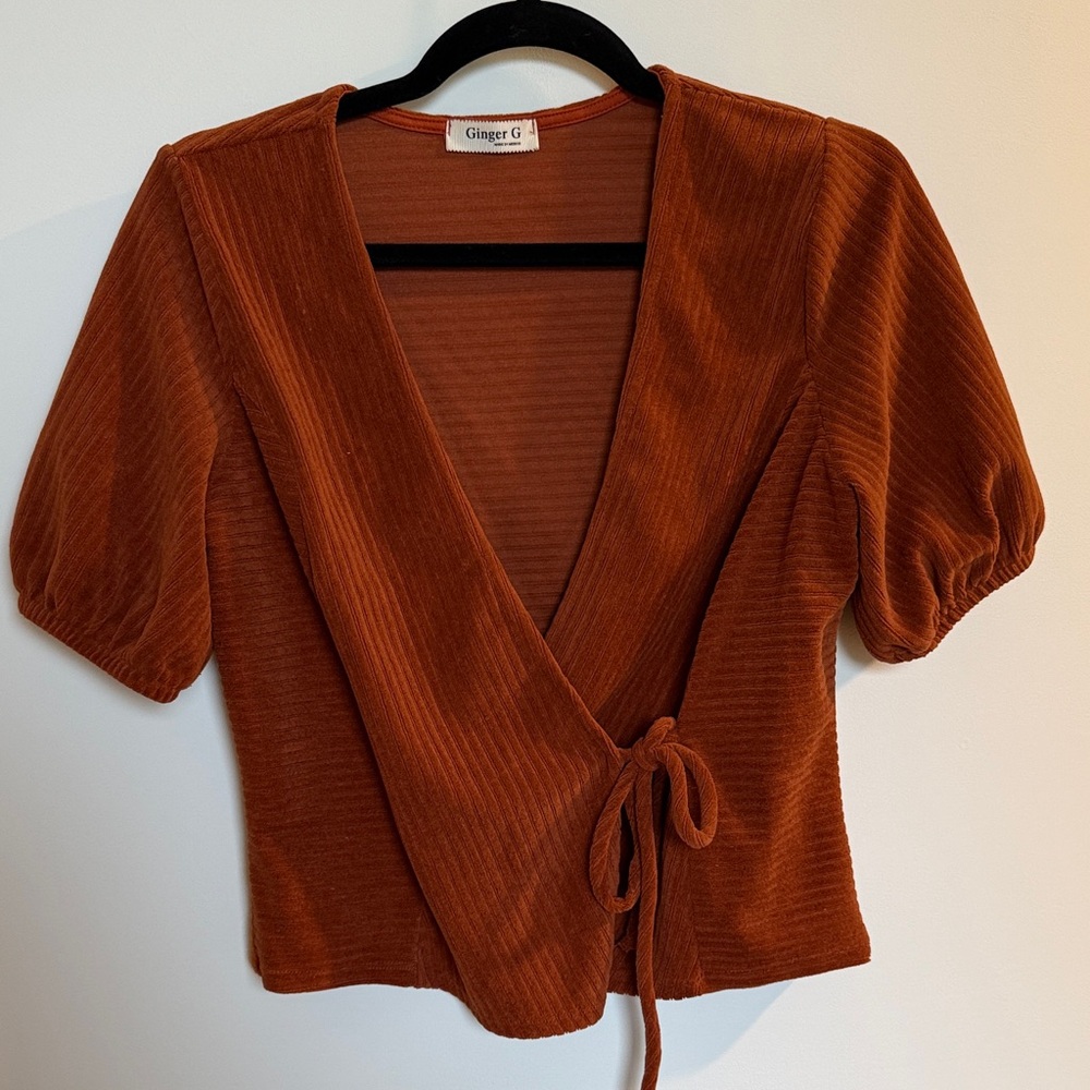 Ginger G Women's Deep Orange Wrap Blouse